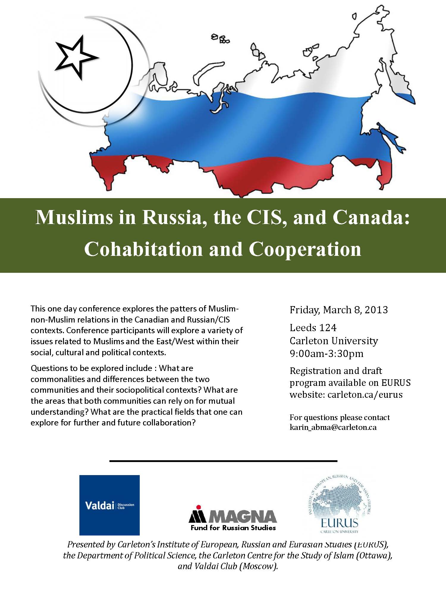 poster for conference on Muslims in Russia, CIS, Canada