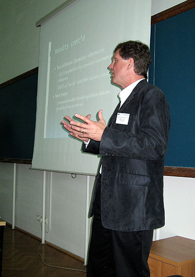 Prof. Leslie A. Pal presenting a paper at the 18th Annual Conference of the Network of Institutes and Schools of Public Administration in Central and Eastern Europe (NISPAcee), Warsaw, Poland, May 13, 2010