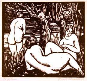 Cecil Buller Summer Afternoon (1915), linocut on laid paper, Carleton University Art Gallery, Gift of Dr. Sean Murphy, 2007.
